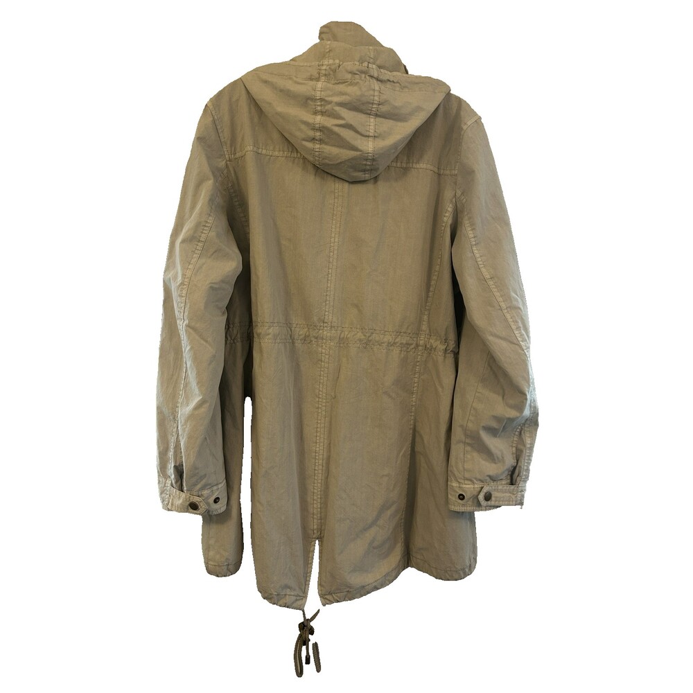 G.H. Bass & Co. Utility Jacket Raincoat Women Large Removable Hood Tan USA - Picture 2 of 13